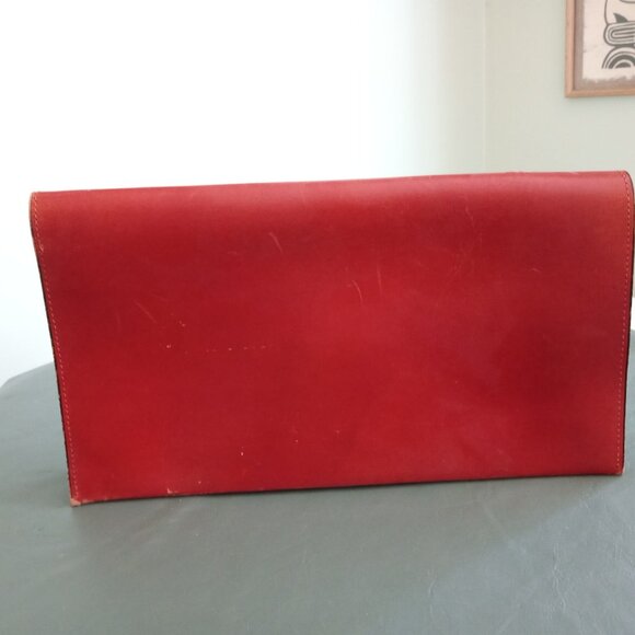 Brown Genuine Leather Hand Bag Document Holder Purse Bag Vintage Strap Antique - Picture 2 of 5